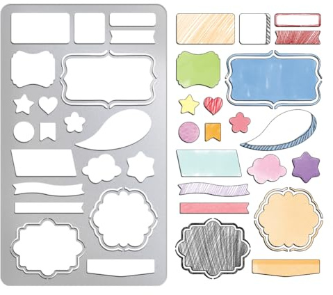 UNICRAFTALE Metallschablone Für Journaling Holzbrand Banner Schablone Edelstahl Wiederverwendbare Planer Schablonen Lesezeichen Vorlagen Rahmen Vorlage Für Tagebuch Scrapbooking Journaling Schnitzen