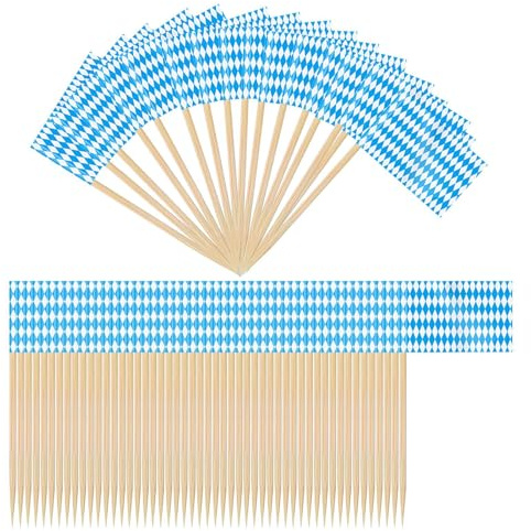 Mini-Wimpelkette für Cupcake | für Cupcake-Topper mit Bayerischer Flagge für Oktoberfest | Dekoration für Essen Präsentation Schneidebretter Cocktails Vorspeisen Herbst Küche Garten Party