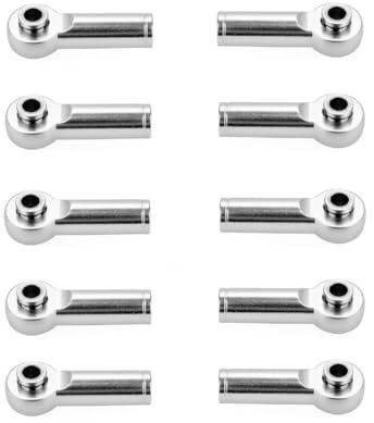 FONGKNOX 10pcs M4 Thread Link Rod End Ball Head Holder Metal Tie Push Link Rod Joint for AXIAL SCX10 1/10 RC Car Model Accessory Sliver