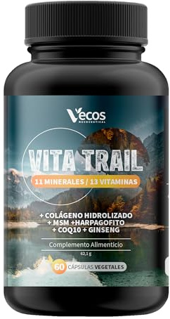 Multivitaminas para Corredores y Deportistas - Complejo Multivitamínico con 13 Vitaminas, 11 Minerales, Ginseng, CoQ10, Colágeno, MSM y Harpagofito - 60 Cápsulas (60 Cápsulas (1 Bote))