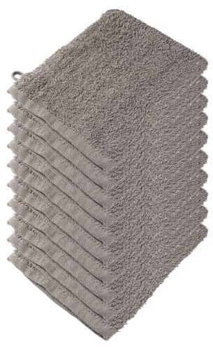 Clinotest 10er Waschhandschuh-Set 16 x 22 cm – 100% Baumwolle, Hotelqualität – Weich, Saugstark, Schnelltrocknend, Langlebig, Pflegeleicht – Für Bad, Gesichtspflege & Hotels, Grau