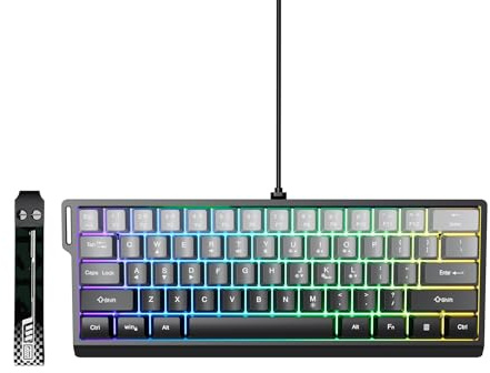 XUMIUZIY Clavier Gaming 60%, Clavier Filaire rétroéclairé RGB, Claviers Gaming Ultra Compact à 61 Touches avec Touches rétroéclairées Lumineuses, pour appareils Wins, OS X, iOS et