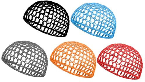 TINEASUR 5 Stück-pack Handgehäkelte Haarnetze für Damen aus Gewebe Sicherer Halt und Geeignet für Zöpfe Modische Netzhauben zum Schlafen und Haarschmuck