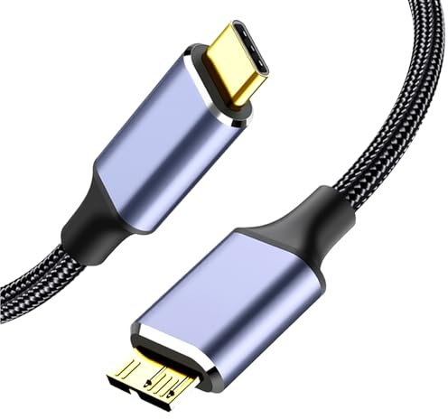 JinRuiCPeng Câble USB C vers Micro USB 3.0 Câble, 1 m, Câble Disque Dur Externe Haute Vitesse, USB-C vers Micro USB pour Transfert de Données Rapide et Charge Stable avec PC et Boîtiers HDD
