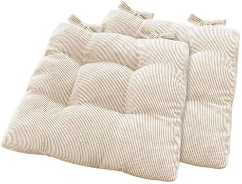 WAGHW Dining Chair Cushions/Pads Set of 4/2/1 Non-Slip Kitchen Chair Pads with Ties 16/12/20inch Soft Square Seat Cushion for Indoor, Outdoor, Garden, Office, Desk & Living Room(B8,12x12x3in(2pcs))