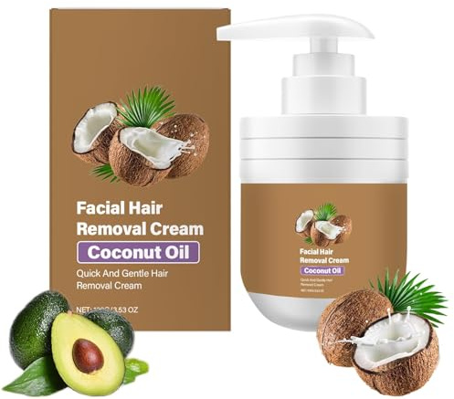 Kokosnuss-Enthaarungscreme für Frauen, sanfte Enthaarungscreme für Oberlippe und Kinn, feuchtigkeitsspendend und beruhigend, schnelle Ergebnisse, für alle Hauttypen (1pcs)