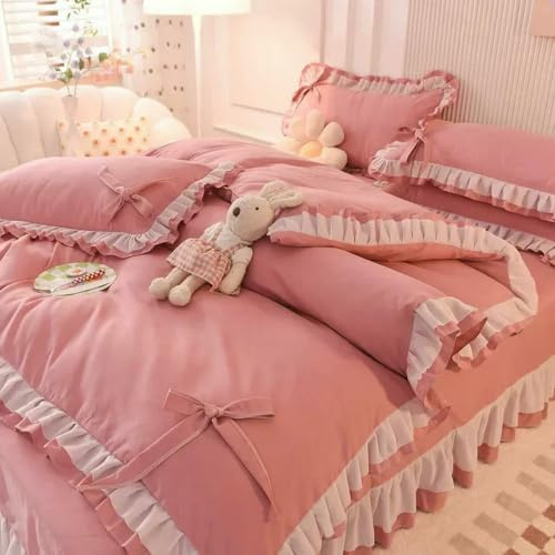 TONINMM Ropa De Cama Juego De Ropa De Cama De Color Liso, Juego De Cuatro Piezas De Sábanas Y Fundas De Almohada De Seersucker, Decoración del Hogar