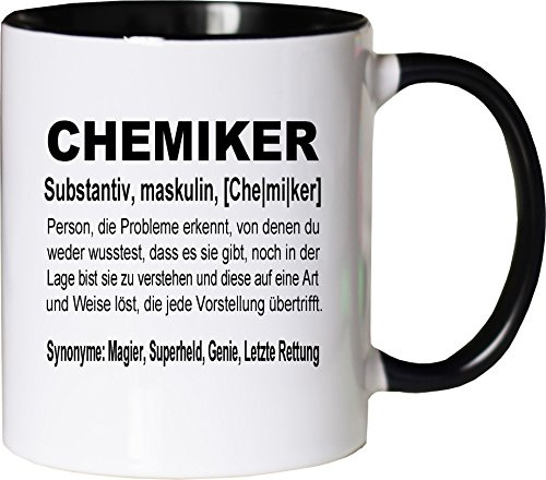 Mister Merchandise Kaffeebecher Tasse Chemiker Definition Geschenk Gag Job Beruf Arbeit Witzig Spruch Teetasse Becher Weiß-Schwarz