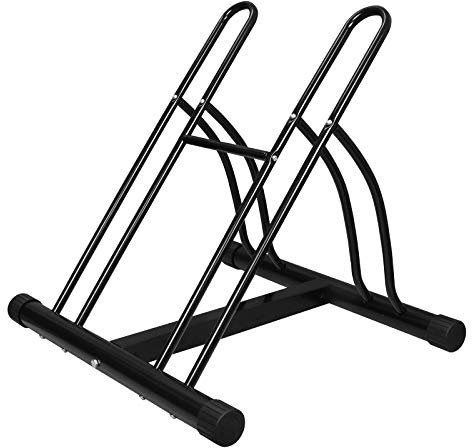F2C 2-Bike Rack Bicycle Floor Stand Two Bike Parking Garage Storage Rack for Indoor and Outdoor