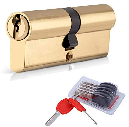 HNJKJEU Kupfer Schließzylinder, Zylinderschloss 80 mm, Gleichschließend, 40x40mm, 7 Schlüssel, Einbauschloss, Türzylinder, Türschloss, Schliesszylinder - Gleichschliessend