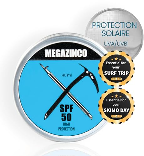 MEGAZINCO Blau – SPF50, mineralisch und 100% NATÜRLICH. Sonnencreme/-paste mit hohem Schutz für Surfer, Segler, Bergsteiger, Skifahrer, Snowboarder, Triathleten, Schwimmer. SURF SONNENCREME - 40 ml