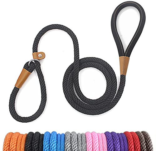 lynxking Laisse Chien Corde 0.9cm x 180cm Laisse pour Chien en Nylon avec Poignée Rembourrée Réfléchissant Laisse Coulissante Aux Chiot, Petits, Moyens et Gros Chiens