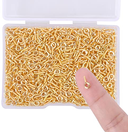 600 Stück 8mm Durch Haken, Mini Augen Schraubösen Schraubhaken Edelstahl Ösenschraube Ösenstifte Holzgewinde Augenschrauben für Harz Schmuck Perlen Schmuckherstellung und Kunststoff