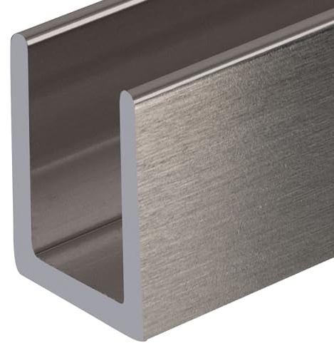 Brixwell SDCD3812BN Brushed Nickel Frameless Shower Door Aluminum Deep U-Channel for 3/8 Thick Glass - 144 Length