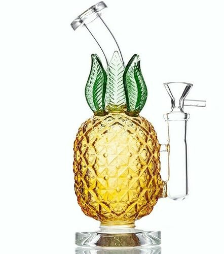 Pineapple Glass Bong Recycler Water Pipe Bongs Smoke Tabacco Pipes 7.8 Inch Height 14.4mm Bowl (Yellow)
