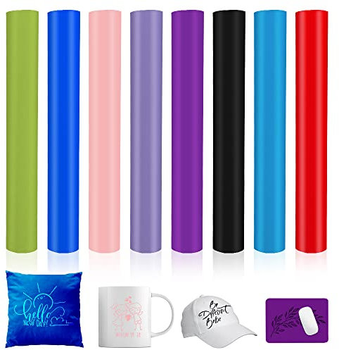 Infusible Transfer Ink 8 Stück Infusible Ink Folie, 30.5X30.5CM Infusible Transferpapier Unlöslich Sublimationstintenblatt für Wärmepressmaschine für DIY T-Shirt, Tasse, Untersetzer, Leder(8 Farbe)