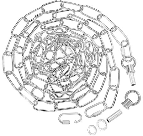 PATIKIL 10 Feet Lighting Chain for Hanging Lamp, Chandelier Chain Light Fixture Chain Load Capacity 65 Lbs for Pendant Light, Ceiling Fan, Silver