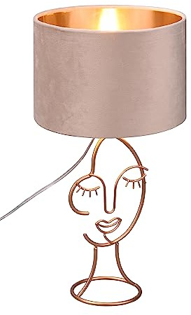 Reality Leuchten Tischleuchte Mary R51221044, Metall goldfarbig, Schirm Stoff Beige, exkl. 1x E27