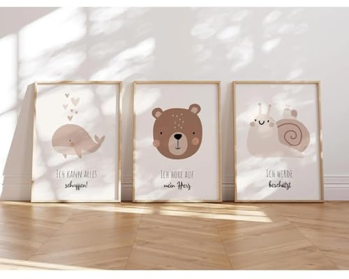 MeinBaby123® I Affirmationsbilder | 3er Set DIN A4 Poster Set | Bilder Kinderzimmer | Kinderzimmer Poster | Deko Bilder Kinderzimmer | Babyzimmer | Wandposter Premium (Affirmations Set V5)