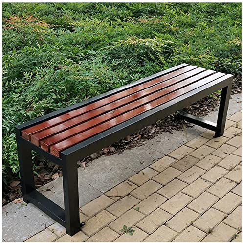 REOTEL Gartenbank Metall, Gartenbank Ohne Lehne, Gartenbank Metall Wetterfest, Parkbank, Eisenbank Ruhebank für 2-8 Sitzer, Laubenbank für Garten, Balkon und Terrasse,Dark Brown,180x40x45cm