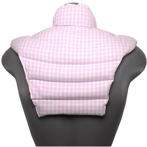 Nackenhörnchen HWS - Nacken + Schultern + Rücken - Bio Stoff rosa-weiß kariert - Kirschkernkissen - Nackenkissen Wärmekissen