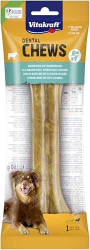 Vitakraft Chews, snack per cani, lunghezza 21 cm, osso da masticare, supporta la cura dentale e l'igiene orale, in pelle bovina pura, per cani di grossa taglia (1 x 21 cm)