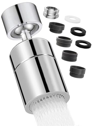 Wonvify Aireador Grifo Cocina de 360°, Aireador de Grifo Ajustable de 2 Modos con 5 Adaptadores de Boquilla, Grifo Flexible con Boquilla de Rosca Externa M22 o Rosca Interna M24/M20/M18