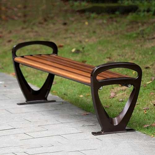 Gartenbank-Bänke im Freien Metall, Sitzbank Parkbank im Freien Wetterfest Holzbank Bank Sitzauflagen, Außenbank Terrasse Sitzstuhl für Outdoors Metall Veranda Freigabe Arbeit Eingang für Garten ( Size