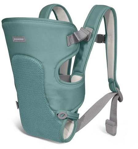 KikkaBoo Mochila Portabebes Ergonomica MYRA, Portabebe y Porteo Bebe, Marsupio Bebe, Correas Anchas y Ajustables, Manos Libres, 3 Posiciones, hasta 9 kg, Ligera y de Malla Transpirable, Menta
