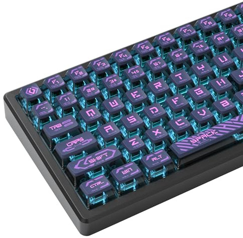 iTastatur Punk Pudding Keycaps, 120 Keycap Set, ASA Profile, PBT Dye-Sublimation Translucent, ANSI US Layout for Cherry MX Switches, Mechanical Keyboard