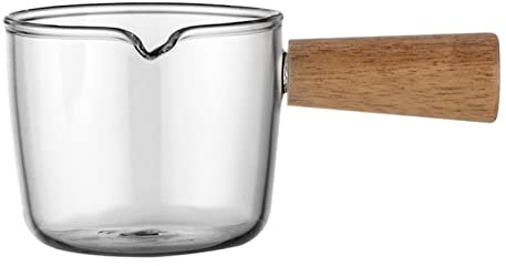 WOTZOV Großer Mini-Kaffeekrug aus Glas für Espresso, Milchkännchen mit Griff, multifunktionaler Essig-/Soßen-/Würzteller, Bratensoße,100ML