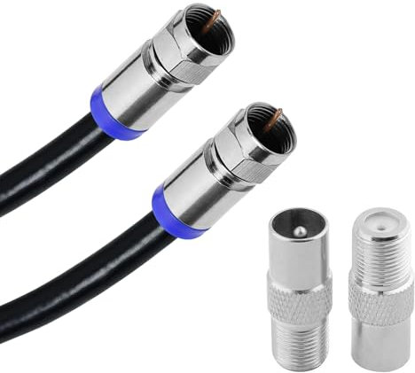 brileze RG6 Coaxial Cable 1M - High-Speed Digital TV Aerial & Broadband Cable with Compression Connectors (F Male to F Male) - Weatherproof for Sky HD, Virgin Media, Satellite, Cable Box