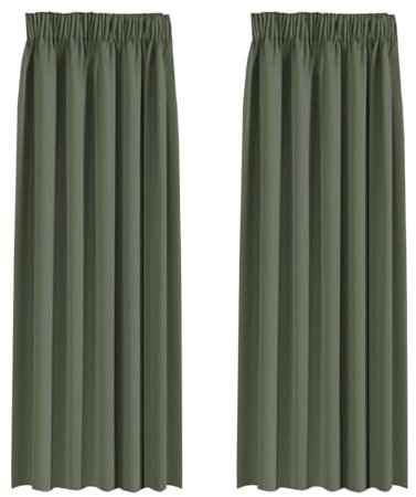 BellaHills Blackout Curtains Pencil Pleat Bedroom Curtain Panel for Privacy Protected Thermal Insulated Window Treatment for Living Room 2 Panels, 90 x 90 Inch, Bronze Green