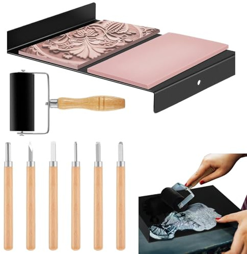 Kit di stampa su legno, strumenti per intaglio con stampa a | Set di taglierine per incisione Linoincisione con rullo d'inchiostro - Kit di strumenti per la stampa a