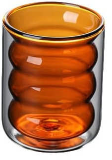 Elaineeu Lot de 2 gobelets et verres à eau à double paroi, verres transparents isothermes à double paroi (orange)