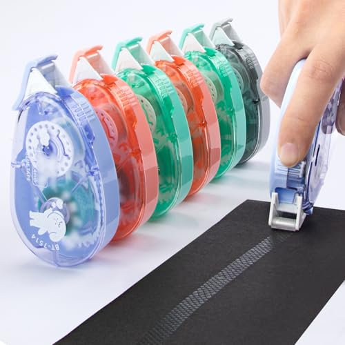 6 Stück Kleberoller Doppelseitig, 8.4mm x 8m Kleberoller Maus Fotokleber Doppelseitig Selbstklebend Roller, Scrapbook Zubehör Doppelseitiges Klebeband for Fotoalbum, Scrapbook, Basteln Klebe Roller