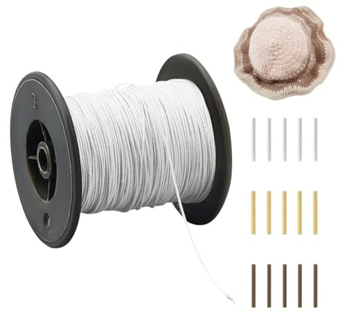 NBEADS 50 Yards Weiße Blumendrähte, Baumwolle Millinery Draht Mit 90 Stück Messing Crimp Rohr Perlen Eisen Stiel Drähte Für Florist Kunsthandwerk Nähen Zubehör Krempe Machen Zubehör