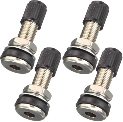 ZUWIJEQ 4pcs Valvole per Pneumatici per Auto Moto, con Stelo in Metallo Tubeless, con Tappo Antipolvere Adatto, Universali Valvole in Metallo, per Pneumatici di Auto, Moto e Biciclette, Senza Attrezzi