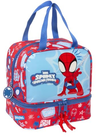 SPIDEY RESCUE - Portameriendas, Portatodo, Calidad y Máxima Resistencia, Porta Comida, Recreo, Merienda y Desayuno, 20x15x20 cm