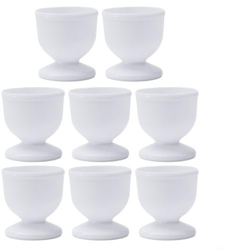 Lot de 4 ou 8 coquetiers en plastique léger pour support d'œufs, ustensiles de cuisine pour petit déjeuner, fête, dîner - Blanc