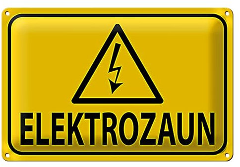 Warnschild | Elektrozaun | Sicherheitszeichen | Außenbereich | 20 cm x 30 cm