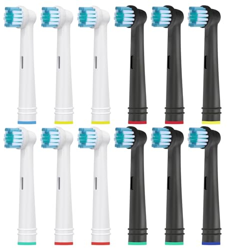 12 Testine di Ricambio Compatibili con Oral B Spazzolino Elettrico - Setole Ultra Morbide per Denti Sensibili e Gengive Delicate - Ideali per Uso Quotidiano e Viaggi - Di Kisstta