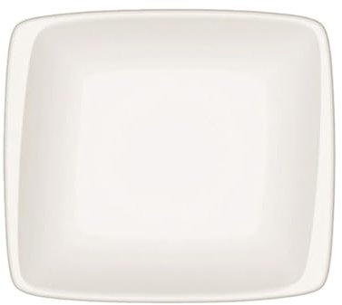 Service Assiettes MILA carrées de 12 Pièces creuses et empilables en Porcelaine blanche, plat de service à soupes, pâtes et salades - Longueur 19 x largeur 17 x Hauteur 4,5 cm
