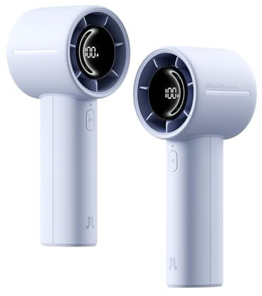 JISULIFE Handfläkt Mini, 5 000 mAh handfläkt batteri uppladdningsbar, kylning upp till 28 timmar, 5 hastigheter, stark vind, fläkt liten för resor, utomhus, camping, strand, makeup (blå)