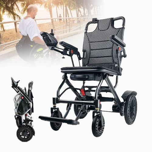 Fauteuil Roulant éLectrique LéGer Pour Adultes, Seulement 16,3 Kg, Pliable, Grande Autonomie, Tout-Terrain, Motorisé Pour Seniors, Portable.,6AH