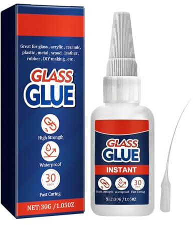 GNAUMORE Super Glue Verre,Colle Céramique,Colle Forte pour des Collages Verre sur Verre,Super Adhésive pour Porcelaine,Adhésif Puissant & Séchage Rapide pour Réparations de Céramique 1PC