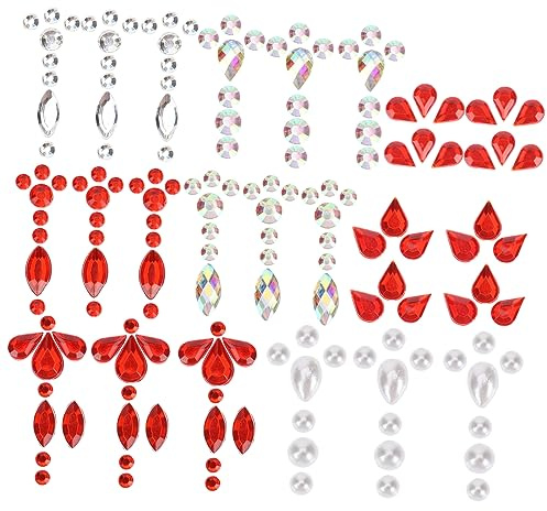 Hemobllo 7fogli Gioielli Per Viso in Vetro Adesivi Per Per Occhi Decorazioni Per Viso Per Feste Halloween Travestimenti Cosplay Adatti Per Petto Braccia