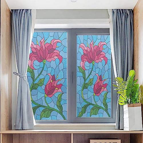 Vinilo Ventana Anti Sol Azul Verde Rojo Vinilos para Cristales Translucido Window Film Vinilo Opaco para Ventanas Privacidad Lámina Privacidad Ventana Baño Cocina 45x100cm/1 Pcs