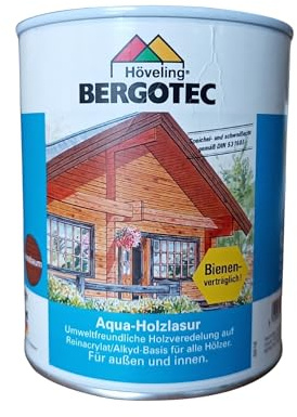 Generisch Bergotec Aqua Holzlasur 750ml Nussbaum, Innen und Auißen, Umweltfreundliche Holzveredelung auf Reinacrylat/Alkyd-Basis für alle Hölzer,