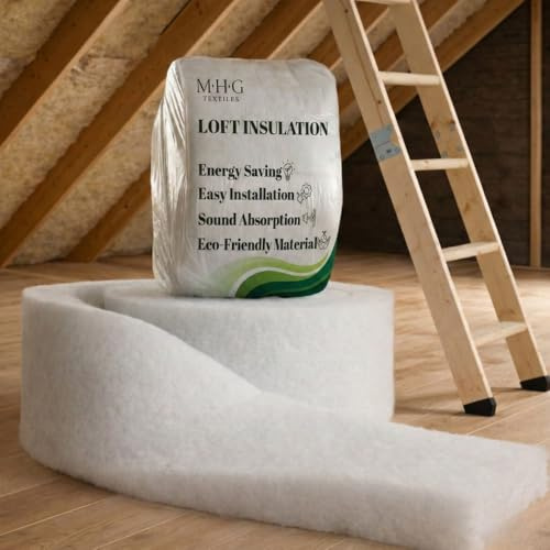 MHG Textiles Loft Insulation Roll – 8M x 370mm x 110mm – Eco Polyester Thermal Insulation for Roof, Loft, Wall & Garage – Itch-Free, Moisture Resistant, Easy DIY Install, Energy Saving